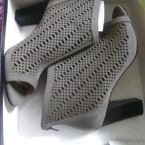 New open toe grey suede booties for sale!